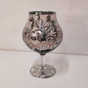 Copa Damasque 1960’s cristal y serigrafía de plata