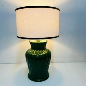 Lámpara “ Musgue” en cerámica esmaltada francesa 1970’s con tulipa Nature by La Opalina 56 cm