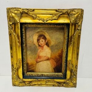 La niña del sombrero con marco Baroque en pan de oro 32x37 cm
