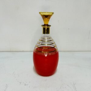 Licorera “ Scala” en cristal Rosso Milano y tapón Tivoli ambra Italia 1960’s 26 cm