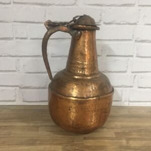 Antigua jarra gregoriana de cobre y tapa encadenada finales S.XIX