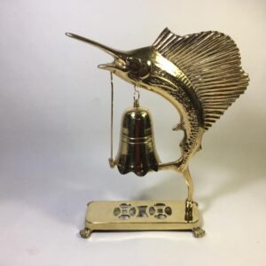 Antiguo Gong "Marlin" en bronce pulido Bélgica años 1960`s 27x9x34 cm