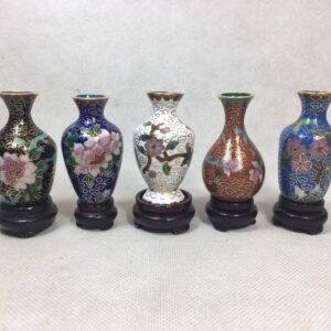 Colección original de 5 “Huaping” en esmalte Cloisonné de 6 cm Beijing- China