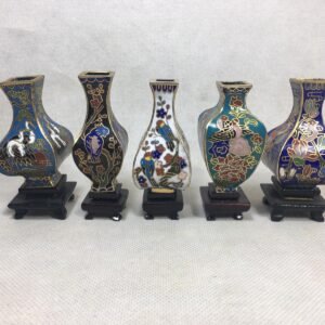 Colección original  de 5 “Fangxing” en esmalte cloisonné de 6 cm Beijing-China