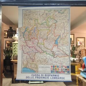Mapa de Lombardía By Antonio Vallardi Italia 1970`s 100x135 cm