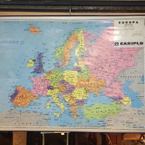 Doble mapa fisico y político de Europa By Cariplo Italia 1990`s 140x100 cm