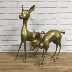 Exclusiva pareja de cervatillos Bambi en bronce macizo años 50 56x34 cm / 34x34 cm
