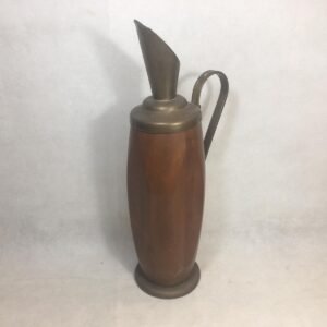 Antigua Jarra de Ouarzazate en madera y bronce pulido 37 cm