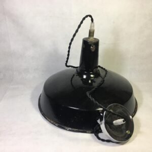 Lámpara de techo industrial esmaltada de antiguos talleres Norte de España 36 cm años 1950`s