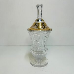 Royal Bomboneur Krydskia en cristal de Bohemia tallado 24% Pob y Oro 24K CZ 1970’s 28 cm