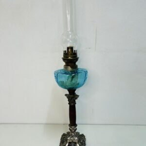 Antiguo quinqué Hugo Schneider Leipzig - Alemania finales S.XIX 68 cm