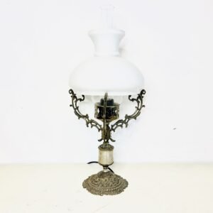Quinqué Baroque en bronce y cristal de Opalina 1930’s