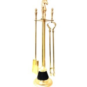 Set de chimenea victoriano Equus en bronce macizo Inglaterra 1940’s