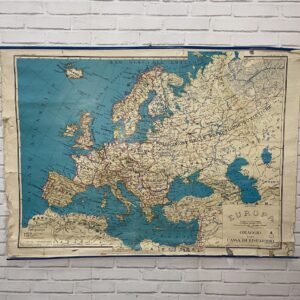 Antiguo mapa de escuela de Europa política By Vallardi Didattica Milano Italia 1980’s 140x100 cm