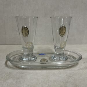 Set liquoretto “ Amalfi” en cristal cortado a mano 24% Pbo y plata de ley 925 mm Italia 1979-1982