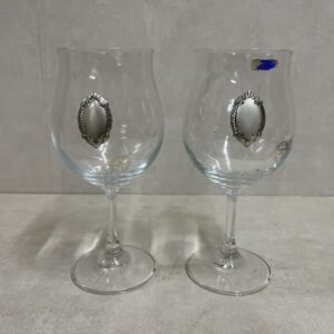 Dueto de copas executive in vetro di murano y plata de ley 925 mm Italia 1980’s