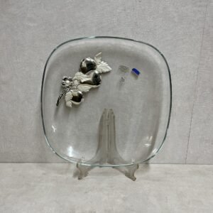 Bandeja “ Discóbolo” in vetro di Murano y plata de ley 925 31x31 cm