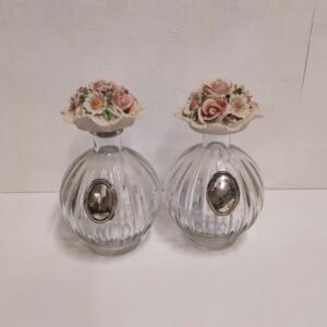 Dueto de perfumeros “ Rimini” en cristal de roca y plata italiana 1970’s