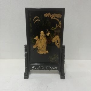 Escultura Kotozawa en marfil lacado y madera de iroko serigrafiado en oro fino Japon 1960’s 18x31 cm