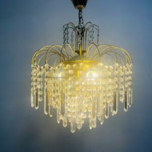 Chandelier Palmerie en stalac la rimes y latón Francia 1950’s