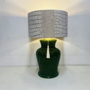 Lámpara “Samui“ en cerámica esmaltada y tulipa Elaphe e interior golden leaf by la Opalina