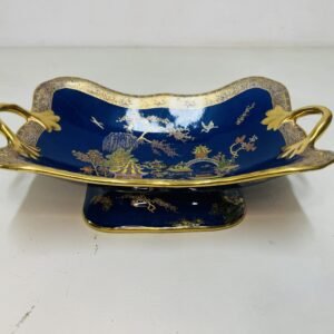 Centre Squared Cobalt Willow Royale by R&W Carlton Ware ejemplar 2728, Stoke on Trent- Inglaterra 1950’s porcelana fina y oro 24K 26x16 cm