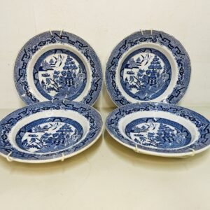 Maison 4 Wallplates Blue Willow Creile Montereau 1880-1890’s Premio Medalla de Honor en la exposición internacional de 1834 y 1839
