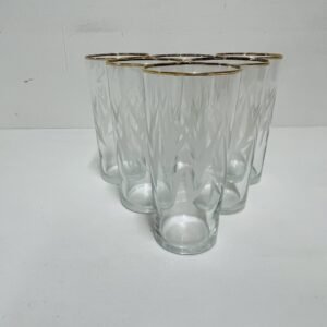 Set de 6 vasos Spigale Italia 1960’s con  tallado glacé y borde en oro fino