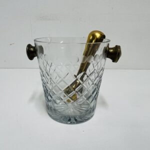 Ice bucket “ Crossier” en cristal tallado y puntas de plata de ley 1960’s