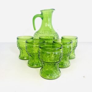 Set de bar en cristal verde de Misura Italia 1960’s