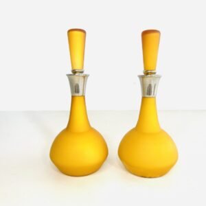 Dueto de tocador “ amberine” en cristal Jasper Opaline Francia 1950’s