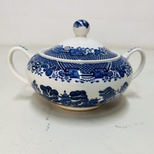 Azucarero Blue Willow Wood Ware by Ralph Enoch Inglaterra mediados S.XX