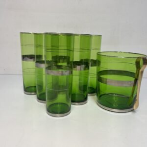 Bar set “ Ninet” en cristal Vert Paris y serigrafia plata 1960’s
