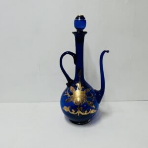 Jarra “ Tunicia” en cobalt glass 1960’s pintada en oro 18K 50 cm