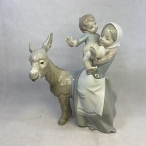 Escultura de porcelana "Ase i Xiquet "By Lladró sellado original serial limitado 11 1973 20x28 cm