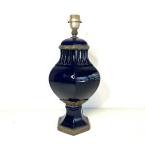 Lámpara Borgoña en cerámica esmaltada y aros de bronceFrancia 1950 40 cm