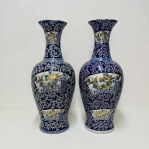 Pareja de jarrones Cobalt Lao Faishé en cerámica china Jindhezen 1970’s 60 60