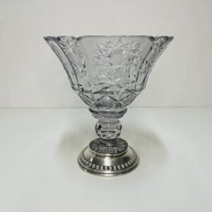 Pedestal “ Silesia” by Bohemia Moravia con pie de plata de ley 925 mm CZ 1960’s 27 cm