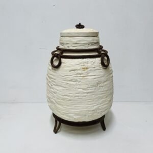Marmita de fogón micena en terré blanco 1980’s 50 cm