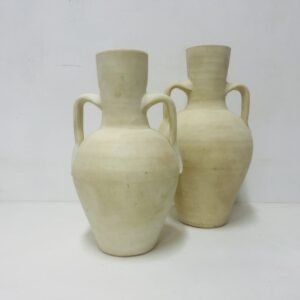 Pareja de ánforas Cerdeña en arcilla blanca 1980’s 34 y 32 cm