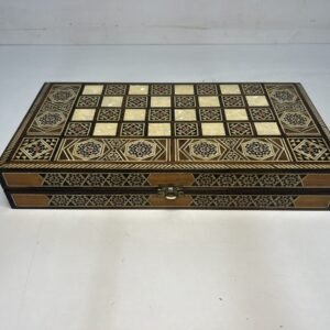 Backgammon ,ajedrez y damas en marquetería 1970’s