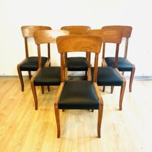 Set de 6 sillas by Bovenkamp Países Bajos 1960’s en teca y piel