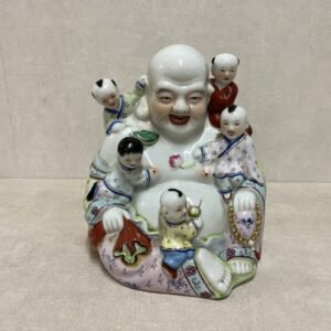 Buda de la fertilidad en porcelana esmaltada midcentury S.XX 21 cm