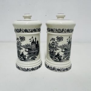 Dueto de potiches Palacio de Bécquer by La Cartuja Pickman Sevilla 1970’s 13 cm