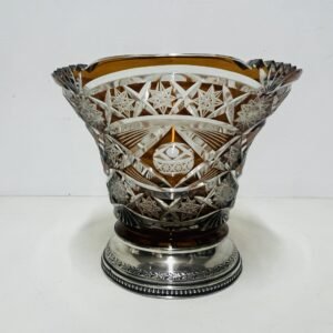 Centro Oysser en cristal de Bohemia Amber y plata de ley CZ 1960’s