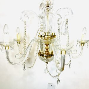 Lámpara de araña Palazzo Adaggio en cristal de Murano y latón pulido Italia 1950’s