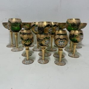 Colección 16 copas Vert Murano Oro 24K & Bohemia 1960’s