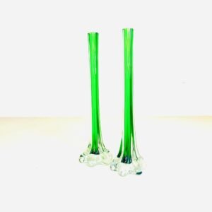 Pair bucares en cristal Empoli Italia 1960’s 21 cm