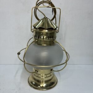 Antiguo farol de barco en latón pulido 32 cm