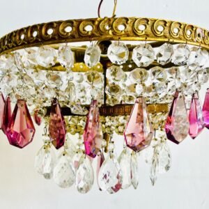 Chandelier Velvet Palazzo en Cristal de Roca malvé Italia 1950’s